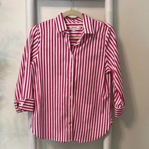 NWOT - No Iron Stretch 3/4 Sleeve Stripe Shirt